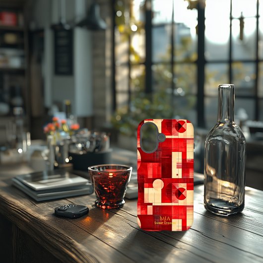 Coques Case-Mate iPhone Boîtier téléphonique d'art géométrique rouge et cr