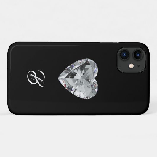 Coques Case-Mate iPhone Boîtier téléphonique Diamond Heart Monogram (Dos (Horizontal))
