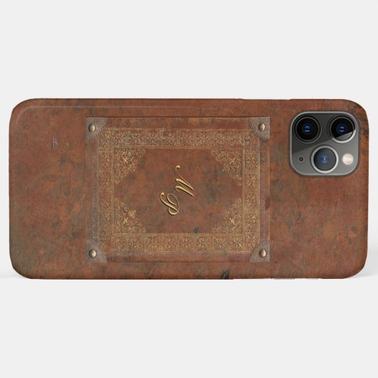 Coques Case-Mate iPhone Boîtier téléphonique en cuir ancien avec vos initi (Dos (Horizontal))