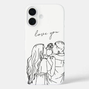 Coques iPhone 16 Boîtier téléphonique en ligne dessinée à la main :