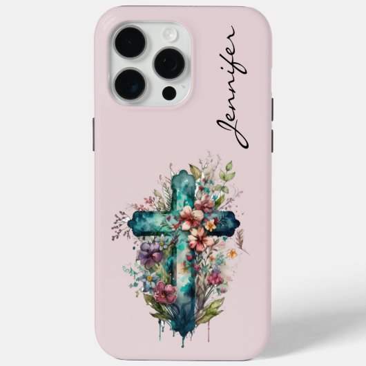 Coques Case-Mate iPhone Boîtier téléphonique Floral Christian Cross iPhone (Verso)