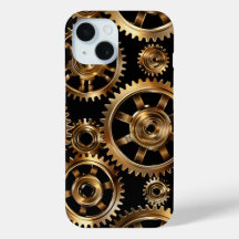 Boîtier téléphonique Golden Steampunk Gears