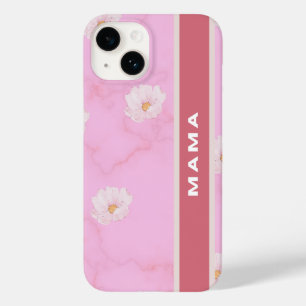 Coque Pour iPhone 14 Boîtier téléphonique "Mama" rose Floral