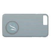 Coques Case-Mate iPhone Boîtier téléphonique moderne Monogramme bleu rayé (Dos (Horizontal))