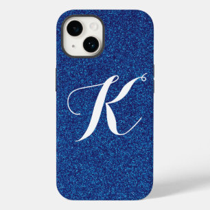 Coque Pour iPhone 14 Boîtier téléphonique Monogramme bleu sur mesure