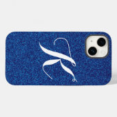 Coques Case-Mate iPhone Boîtier téléphonique Monogramme bleu sur mesure (Verso (horizontal))