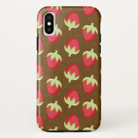 Coques Case-Mate iPhone Boîtier téléphonique Motif fraise - Brown (Dos)