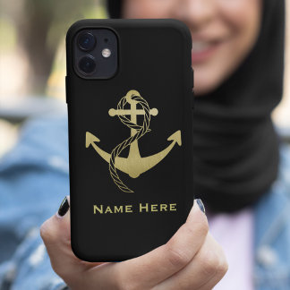 Coques Pour iPhone Boîtier téléphonique Nautique Personnalisé Or et N