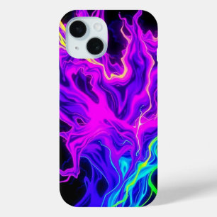 Coque Pour iPhone 15 Boîtier téléphonique Neon Electrique Fluid Flames