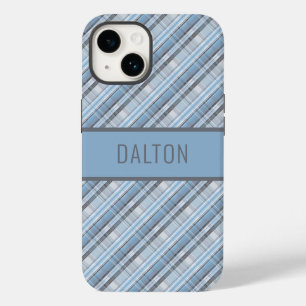 Coque Pour iPhone 14 Boîtier téléphonique personnalisé bleu plaid
