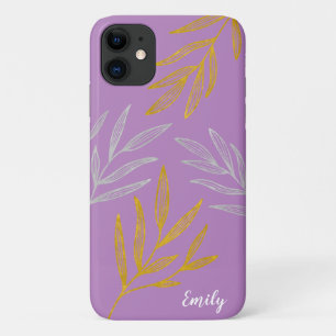 Case-Mate iPhone Case Boîtier téléphonique personnalisé Feuilles or et a