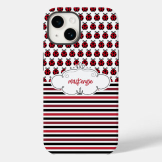 Coque Pour iPhone 14 Boîtier téléphonique personnalisé Ladybugs & Strip