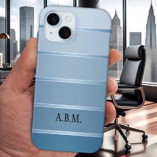 Coque Pour iPhone 15 Boîtier téléphonique rayé bleu classique