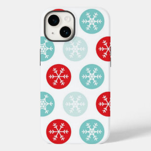 Coque Pour iPhone 14 Boîtier téléphonique rouge et bleu Snowflake