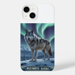 Coque Pour iPhone 14 Boîtier téléphonique Wolf 🐺 🌌   Northern Lights 