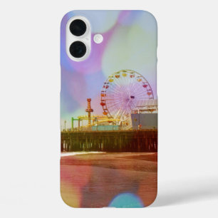 Coques iPhone 16 Plus Bokeh Père Noël Monica Pier coloré