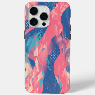 Coque iPhone 15 Pro Max 🎨 Bold Pink & Blue Abstract Pattern - Dynamic & F