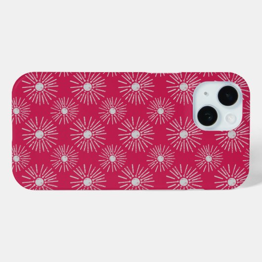 Coques Case-Mate iPhone Bold Retro Sunburst Pattern in Deep Pink (Verso (horizontal))