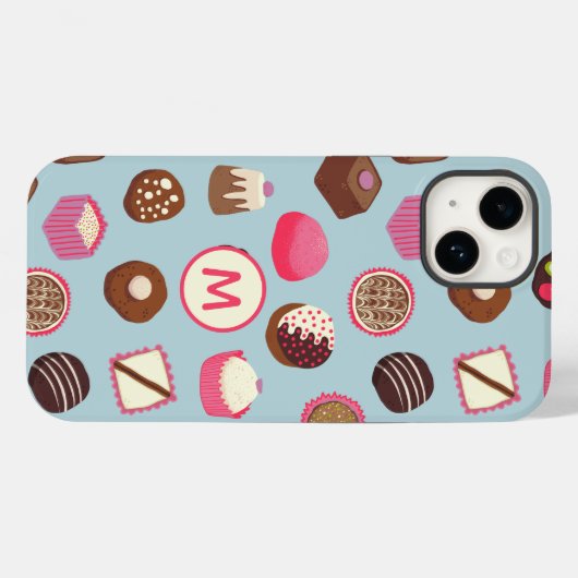Coques Case-Mate iPhone Bonbons au chocolat Monogramme (Verso (horizontal))
