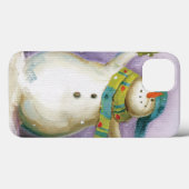 Coques Case-Mate iPhone Bonhomme de neige avec des mitaines d'hiver (Verso (horizontal))