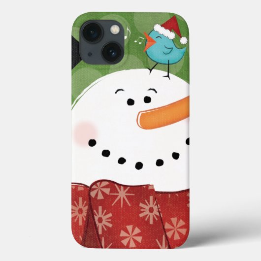 Coques Case-Mate iPhone Bonhomme de neige de Noël avec l'oiseau (Verso)