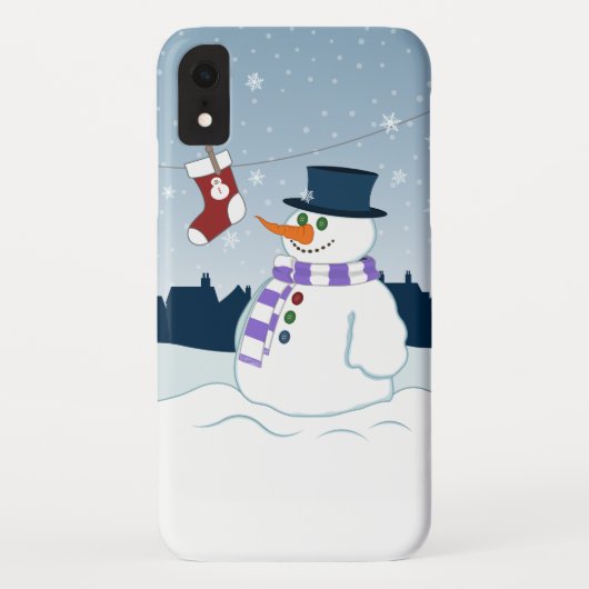 Coques Case-Mate iPhone Bonhomme de neige et Noël de bas (Dos)