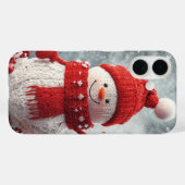 Coques Case-Mate iPhone Bonhomme de neige tricoté cosy Écharpe rouge Floco (Verso (horizontal))