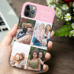 Case-Mate iPhone Case Bonjour ! 4 Collage Photo Plutôt Rose Personnalisé<br><div class="desc">Créez votre propre étui téléphonique personnalisé pour iphone 11 pro max et de nombreux autres modèles. Le design comprend un collage photo de style grille avec 4 de vos photos préférées, votre nom et le mot bonjour! Le modèle photo est configuré pour vous permettre d'ajouter vos photos, en travaillant dans...</div>