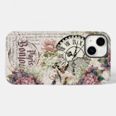 Coques Case-Mate iPhone Bonjour Botanical french artwork Cute bird Grunge (Verso (horizontal))
