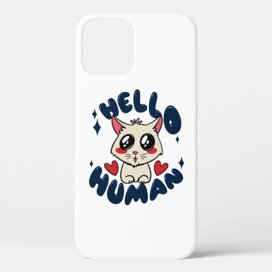 Coques Case-Mate iPhone Bonjour humain Chat Mignon (Verso)