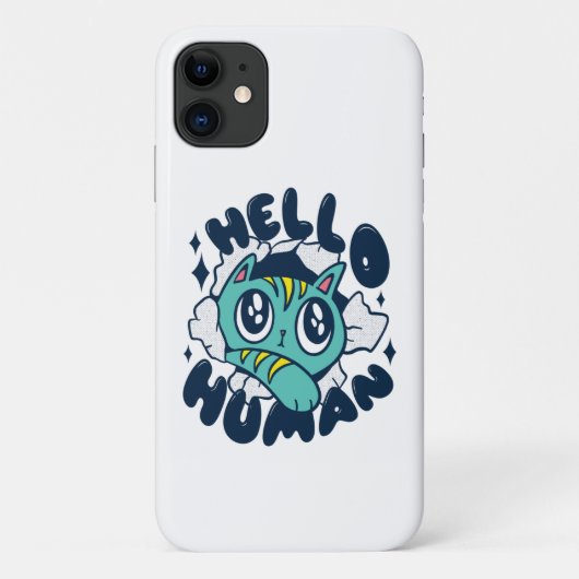 Coques Case-Mate iPhone Bonjour humain Chat Mignon (Dos)