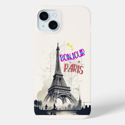 Coques Case-Mate iPhone Bonjour Paris coloré (Verso)