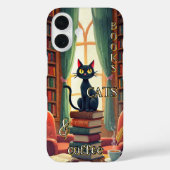 Coques Case-Mate iPhone Books Cats and Coffee Phone Case  (Verso)