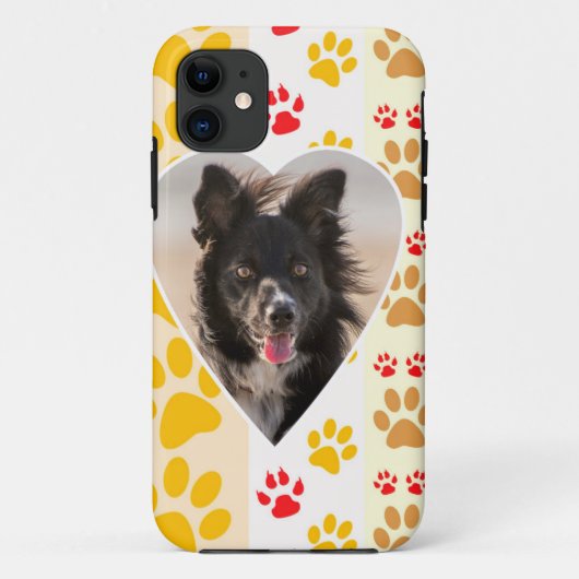 Coques Case-Mate iPhone Bordure Collie Empreinte de patte Amour Coeur (Dos)