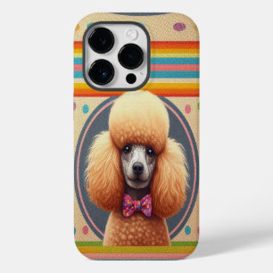 Coque Pour iPhone 14 Pro Bordure colorée du chien de caniche réaliste et él