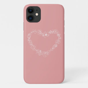 Case-Mate iPhone Case Bordure de coeur floral blanc rose