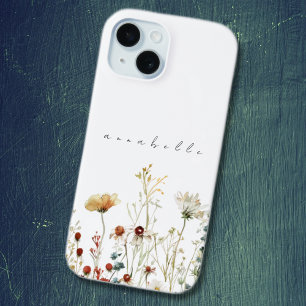 Coque Pour iPhone 15 Bordure Fleur sauvage d'été personnalisée