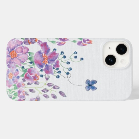 Coques Case-Mate iPhone Bordure florale et papillon (Verso (horizontal))
