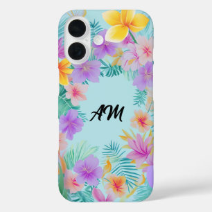 Coques iPhone 16 Bordure Florale Tropicale Esthétique d'Été