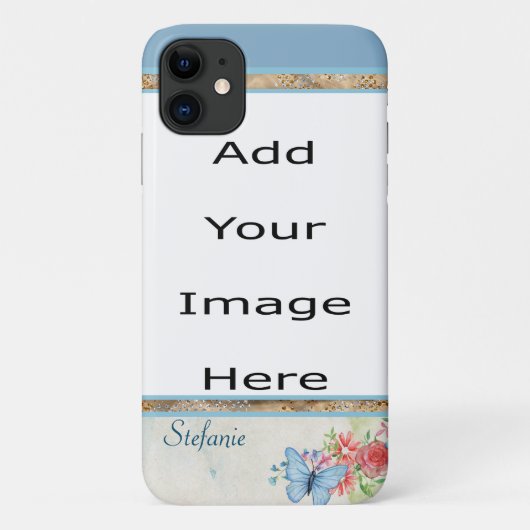 Coques Case-Mate iPhone Bordure papillon (bleu) (Dos)