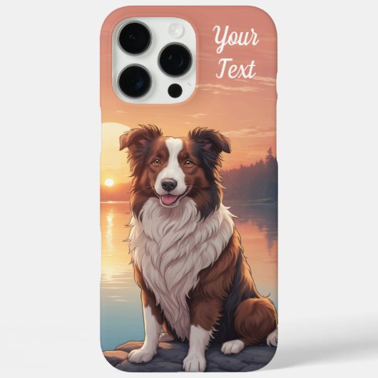 Coques Case-Mate iPhone Bordure rouge et blanche Collie par lac (Verso)