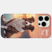 Coques Case-Mate iPhone Bordure rouge et blanche Collie par lac (Verso (horizontal))