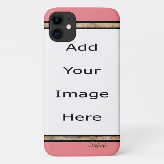 Coques Case-Mate iPhone Bordure saumon & Gold Gem (Dos)