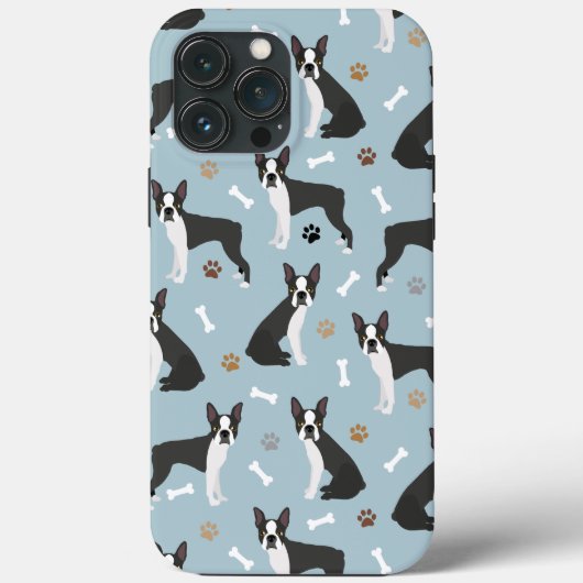 Coques Case-Mate iPhone Boston Terrier Bones and Paws  (Verso)