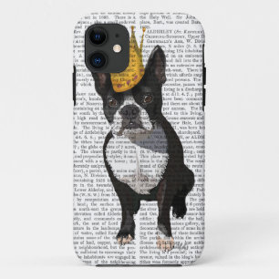 Coque iPhone 11 Boston Terrier et couronne