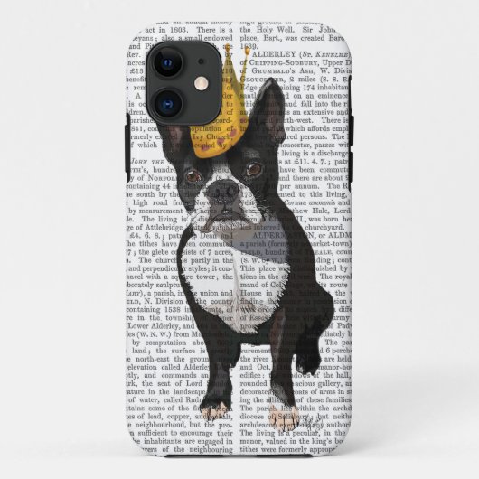 Coques Case-Mate iPhone Boston Terrier et couronne (Dos)