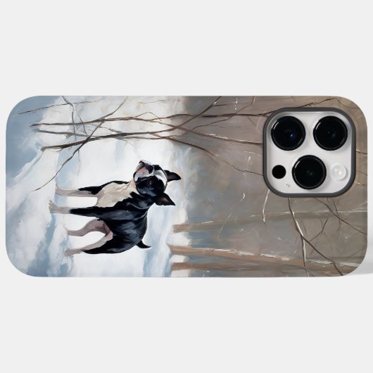 Coques Case-Mate iPhone Boston Terrier Laisser neiger Noël (Verso (horizontal))