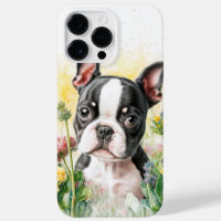BOSTON TERRIER POPPER CHIEN ADORABLE WATERCOLOR