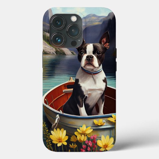 Coques Case-Mate iPhone Boston Terrier sur une rame : une aventure Pittore (Verso)