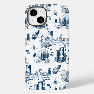 Coque Pour iPhone 14 Boston Toile Navy et White Phone Case